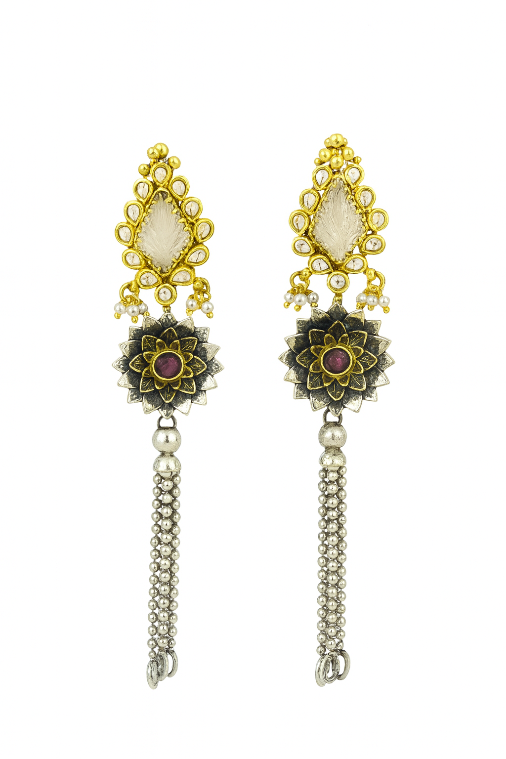 Long Pink Quartz Earrings