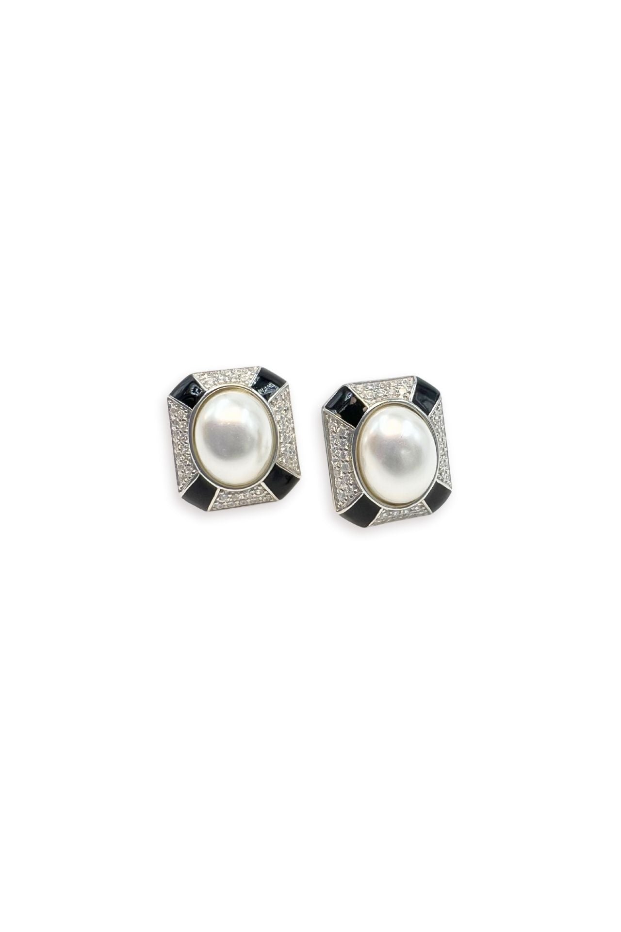 Pearl Enamel Stud Earrings