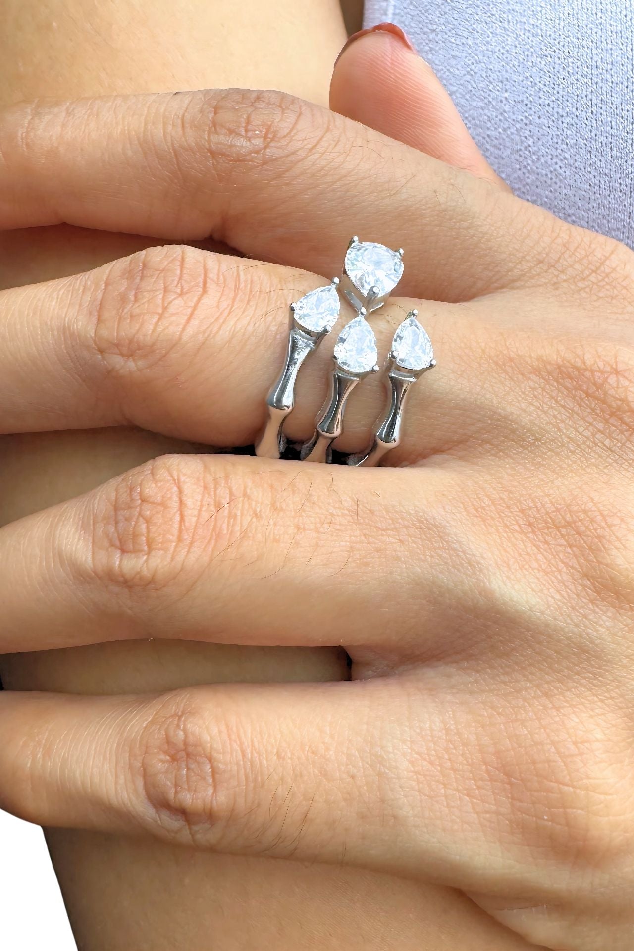 White Branch Solitaire Ring