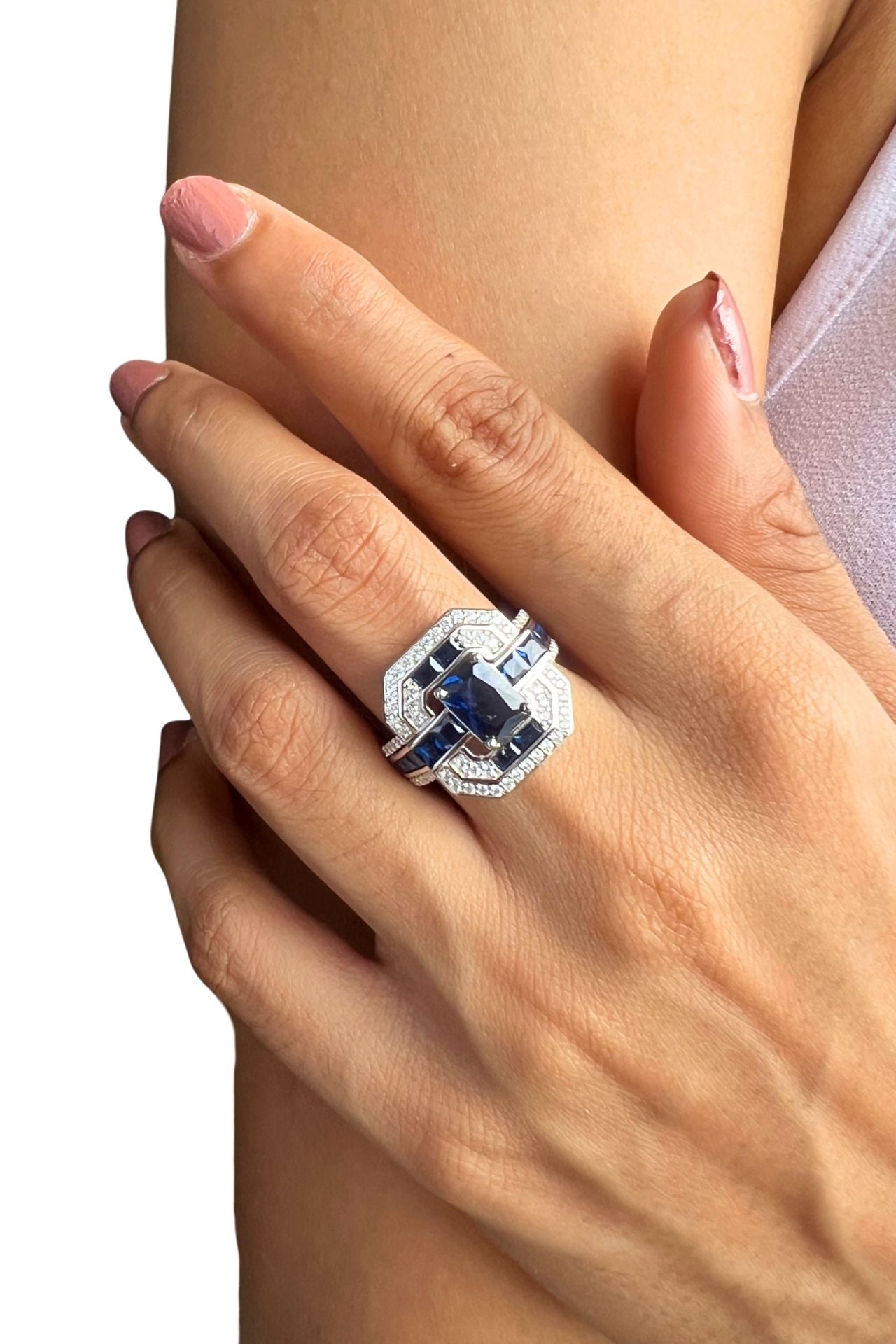 Art Deco Silver Sapphire Ring