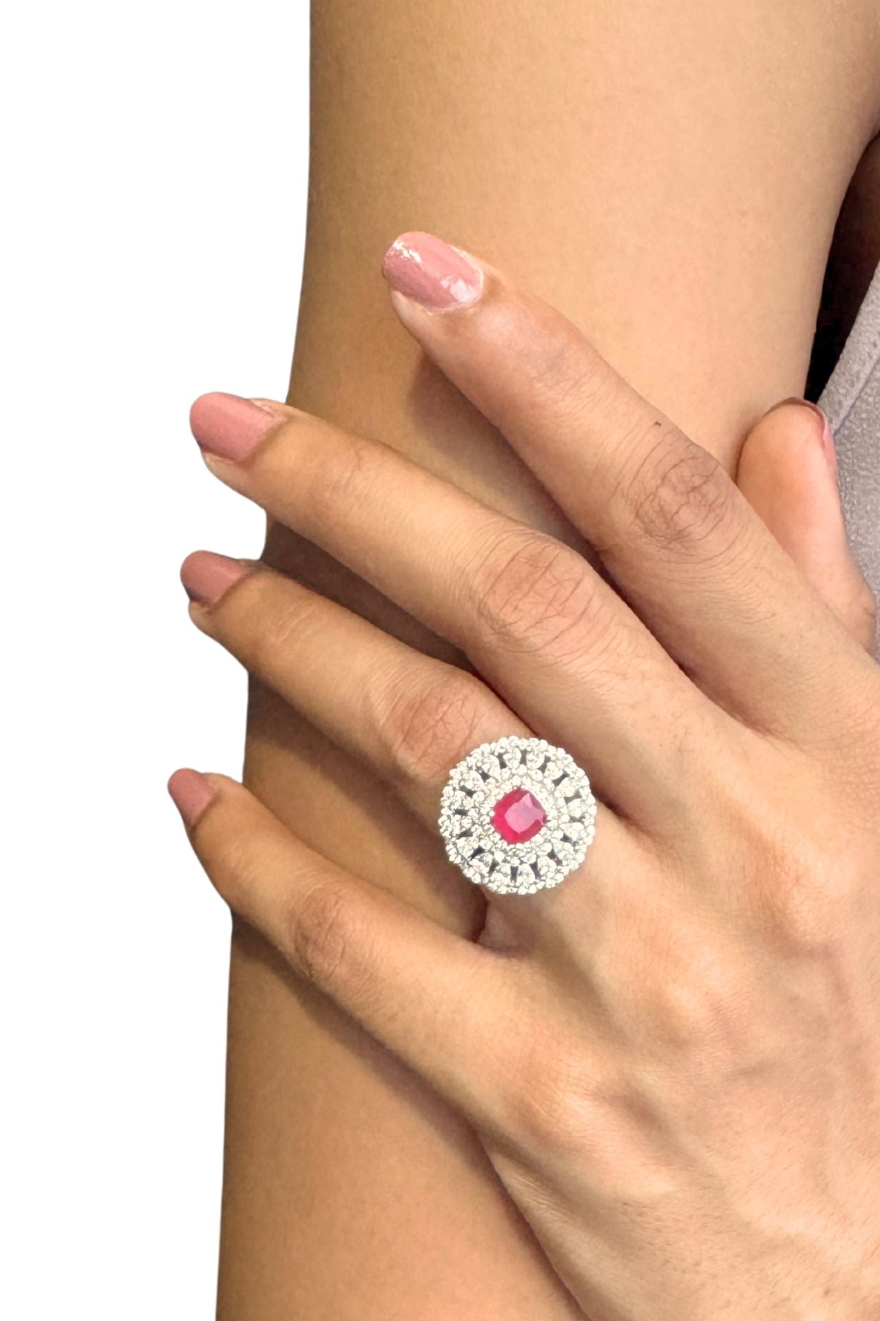 Ruby Cocktail Flower Ring