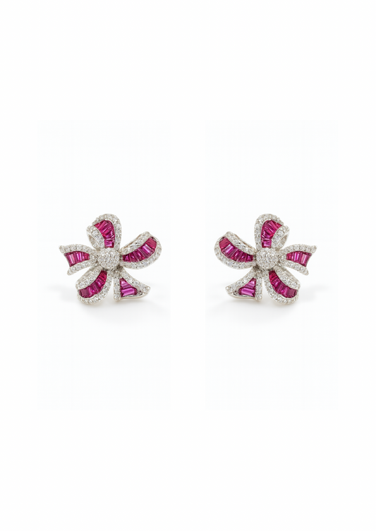 Bow-floral studs