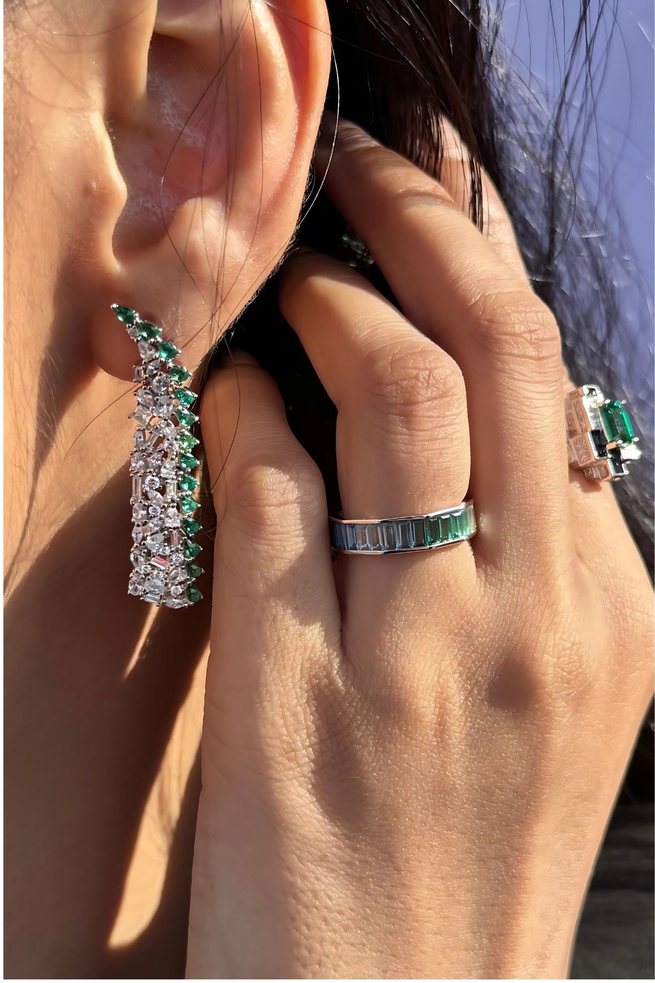 Long Cocktail Silver Earrings