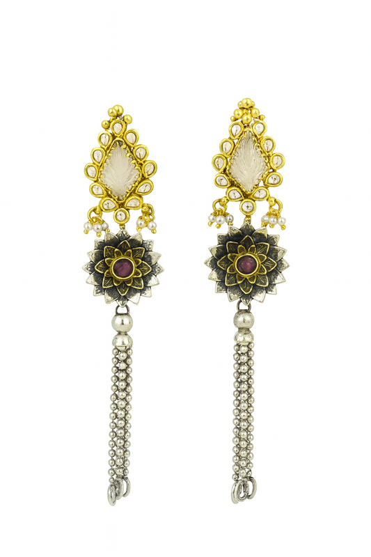 Long Pink Quartz Earrings