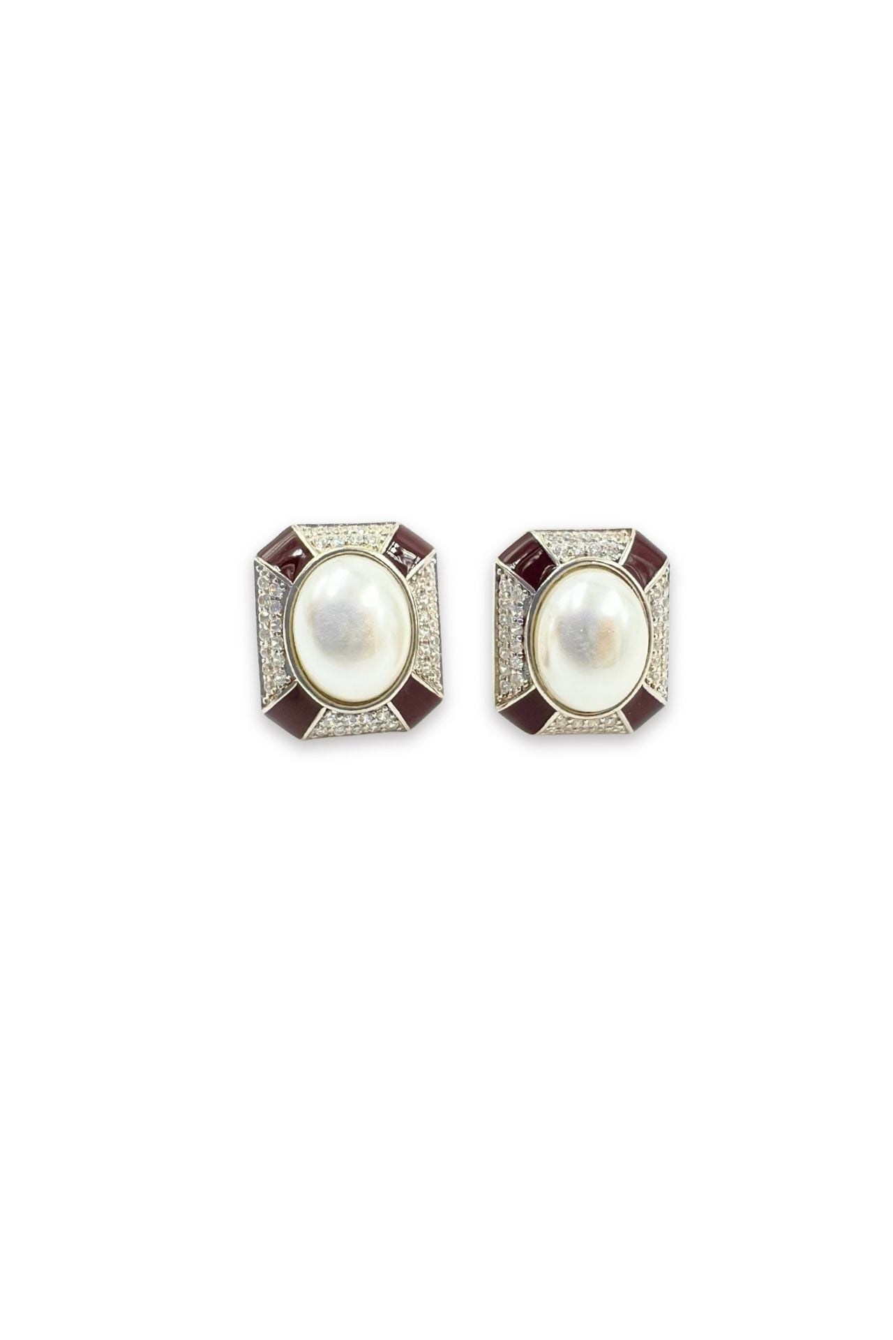 Pearl Enamel Earrings