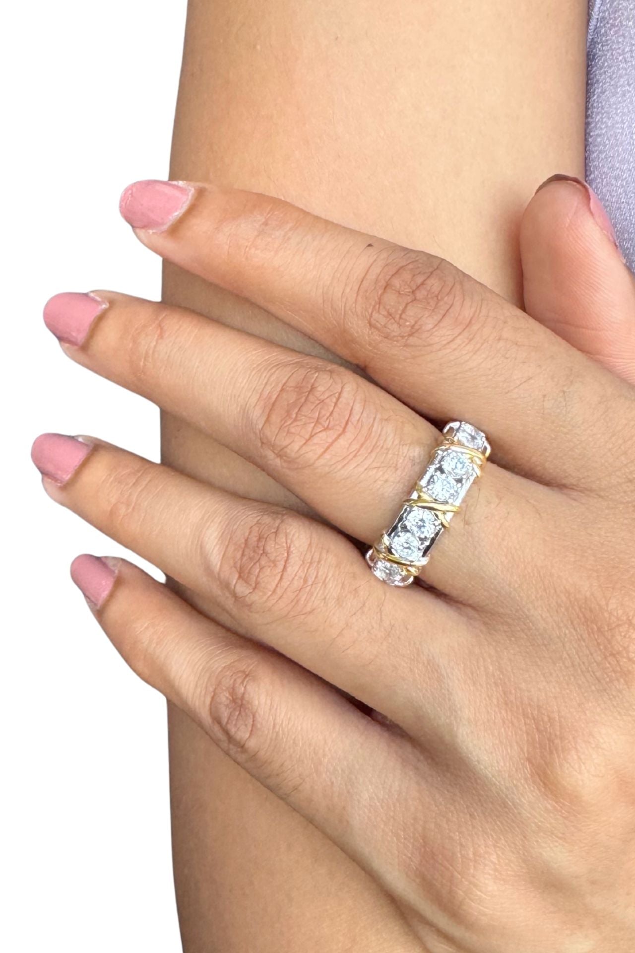 Solitaire Golden Cross Ring