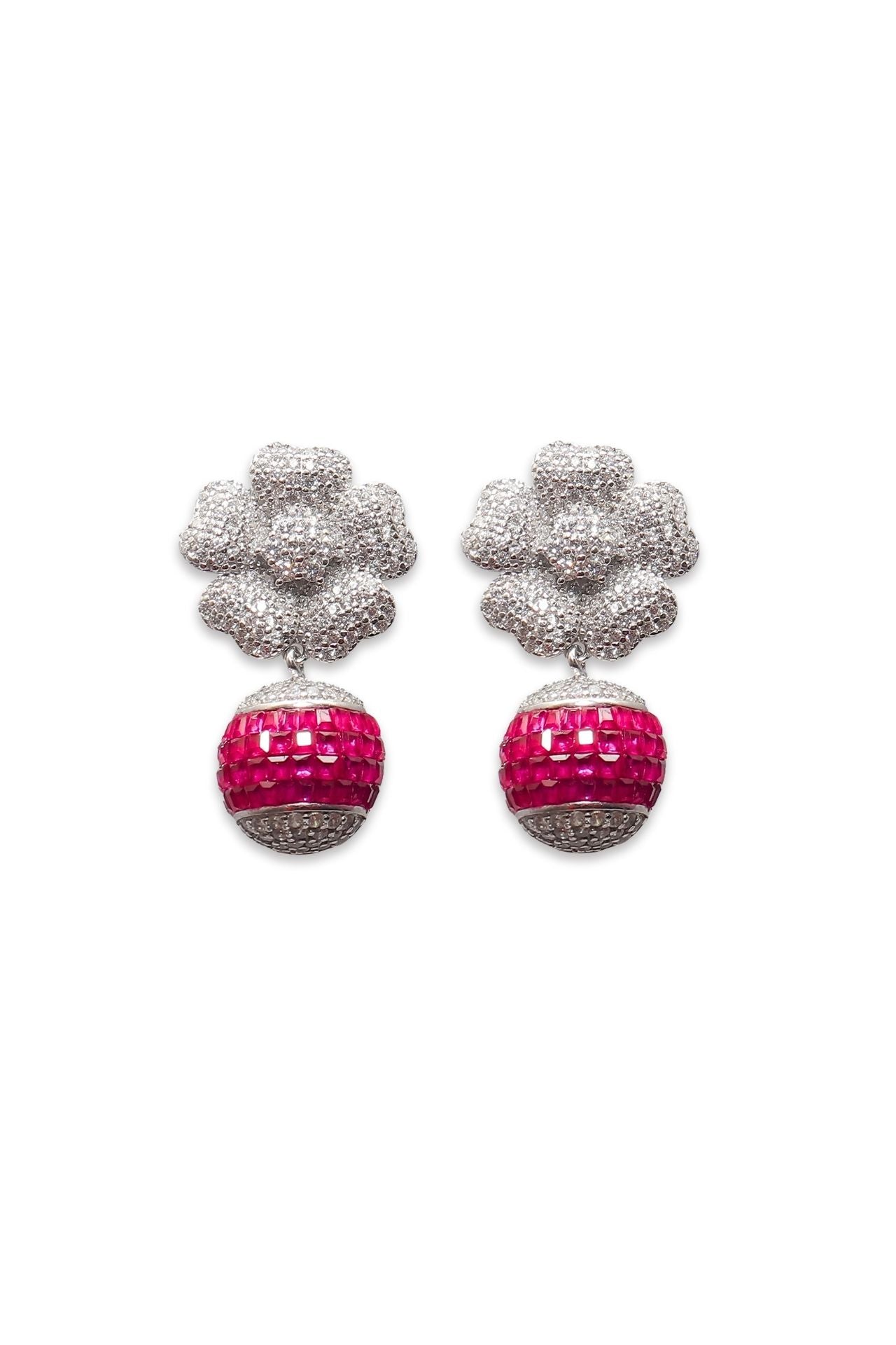 Ruby Drop Floral Studs
