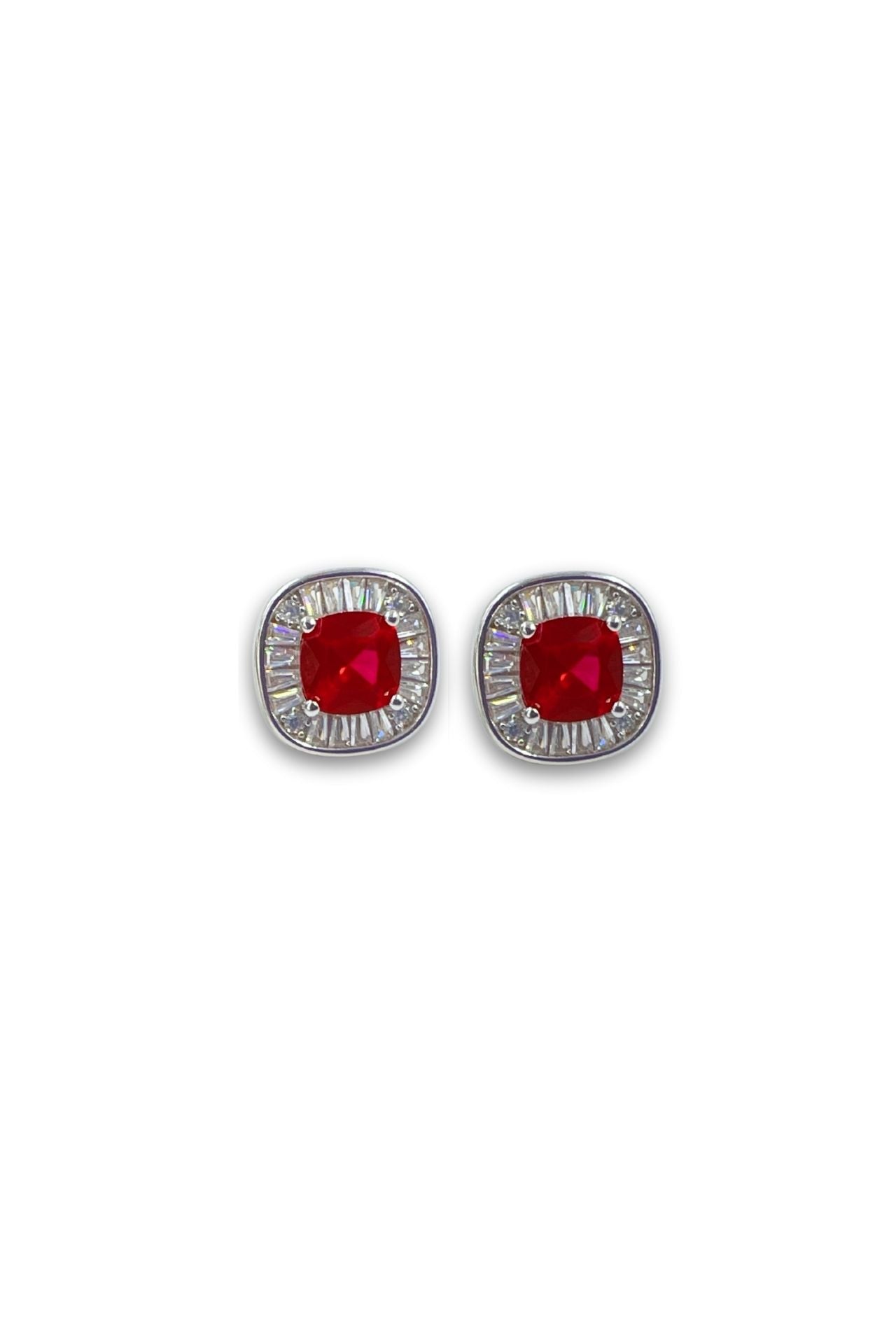 Ruby Moissanite Silver Studs